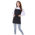 Black cotton short apron with 3 pockets, neck straps, and front waist tie.