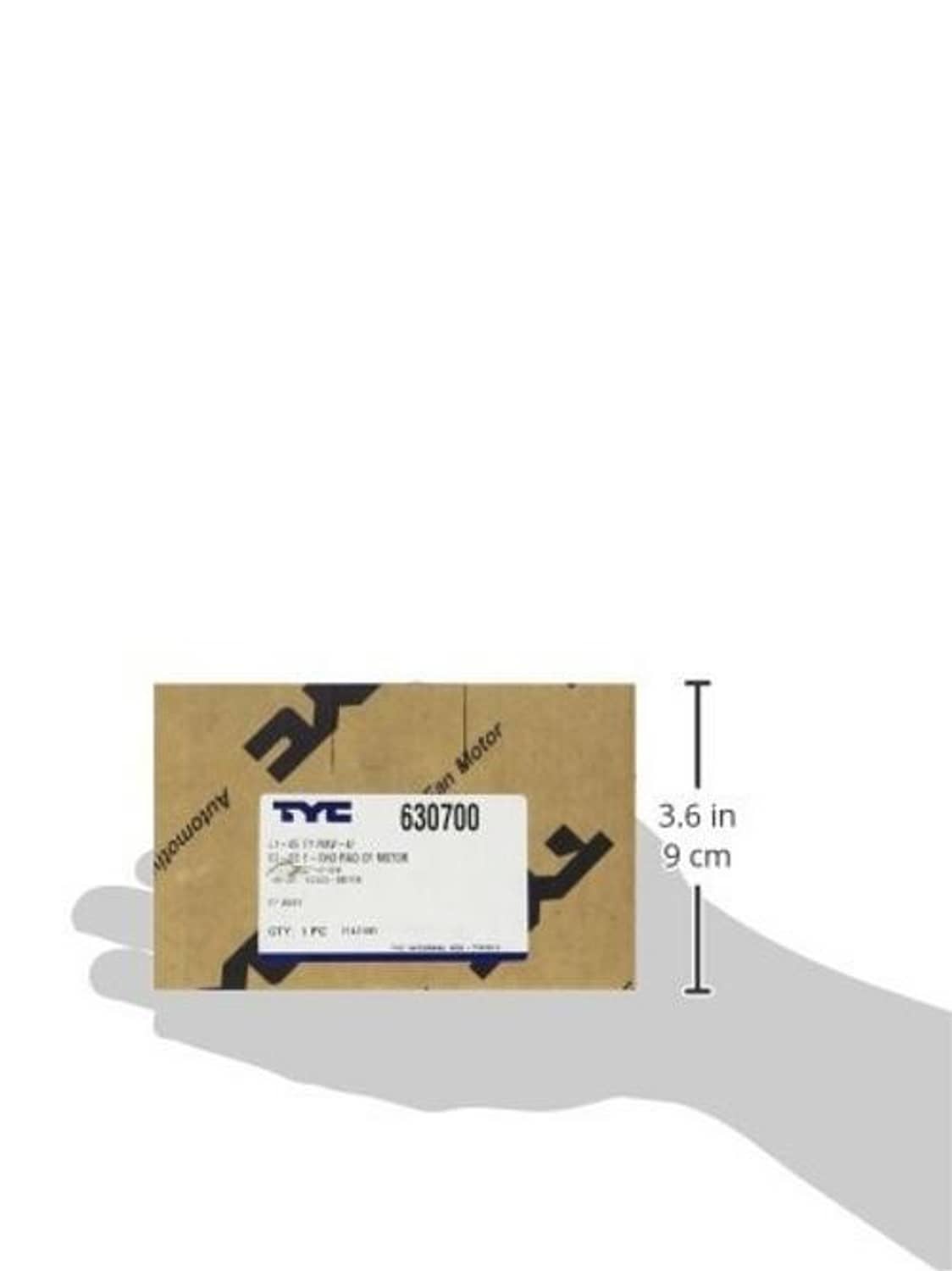 Boxed radiator cooling fan motor replacement part with TYC branding