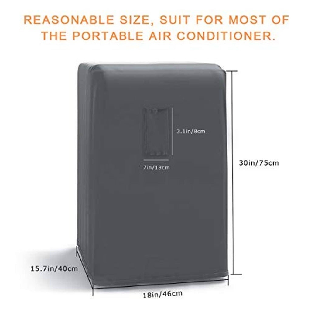 Gray portable air conditioner cover with stitched front panel and reinforced base