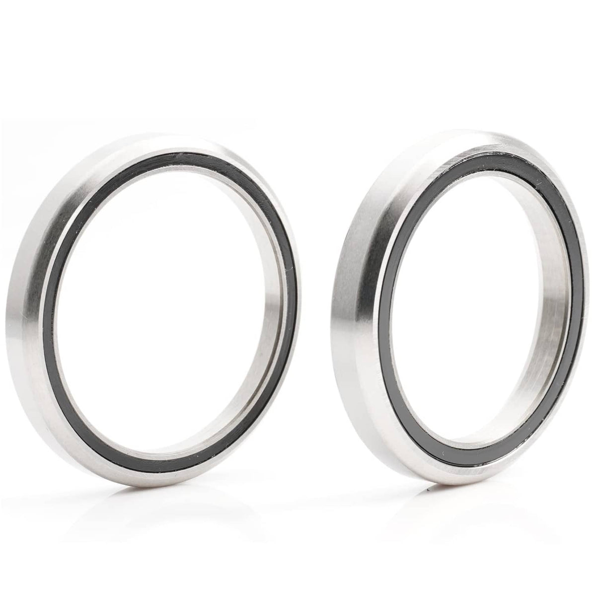 Bike headset bearing rings, two-piece metal with black outer seal