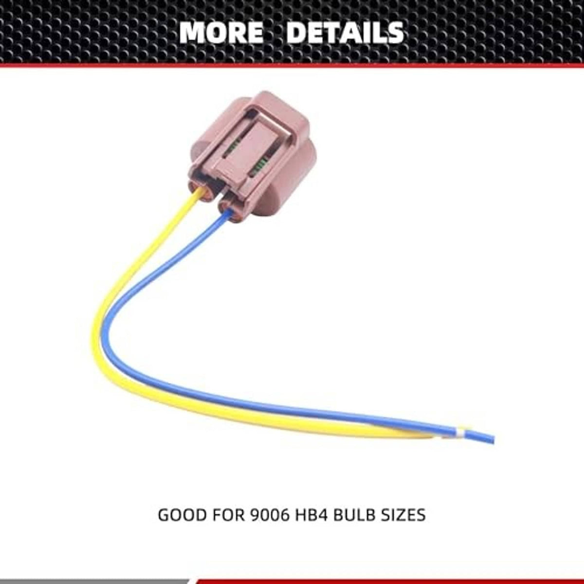Brown inline female wiring connector plug with blue and yellow pigtail wires