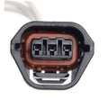 Camshaft position sensor connector with three-pin socket, gray housing and brown insulator