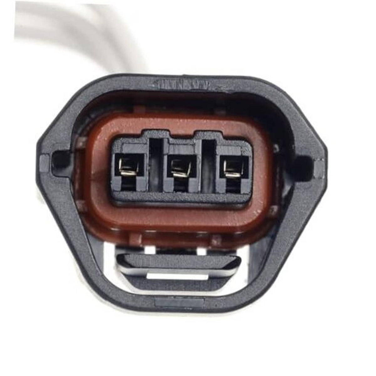 Camshaft position sensor connector with three-pin socket, gray housing and brown insulator