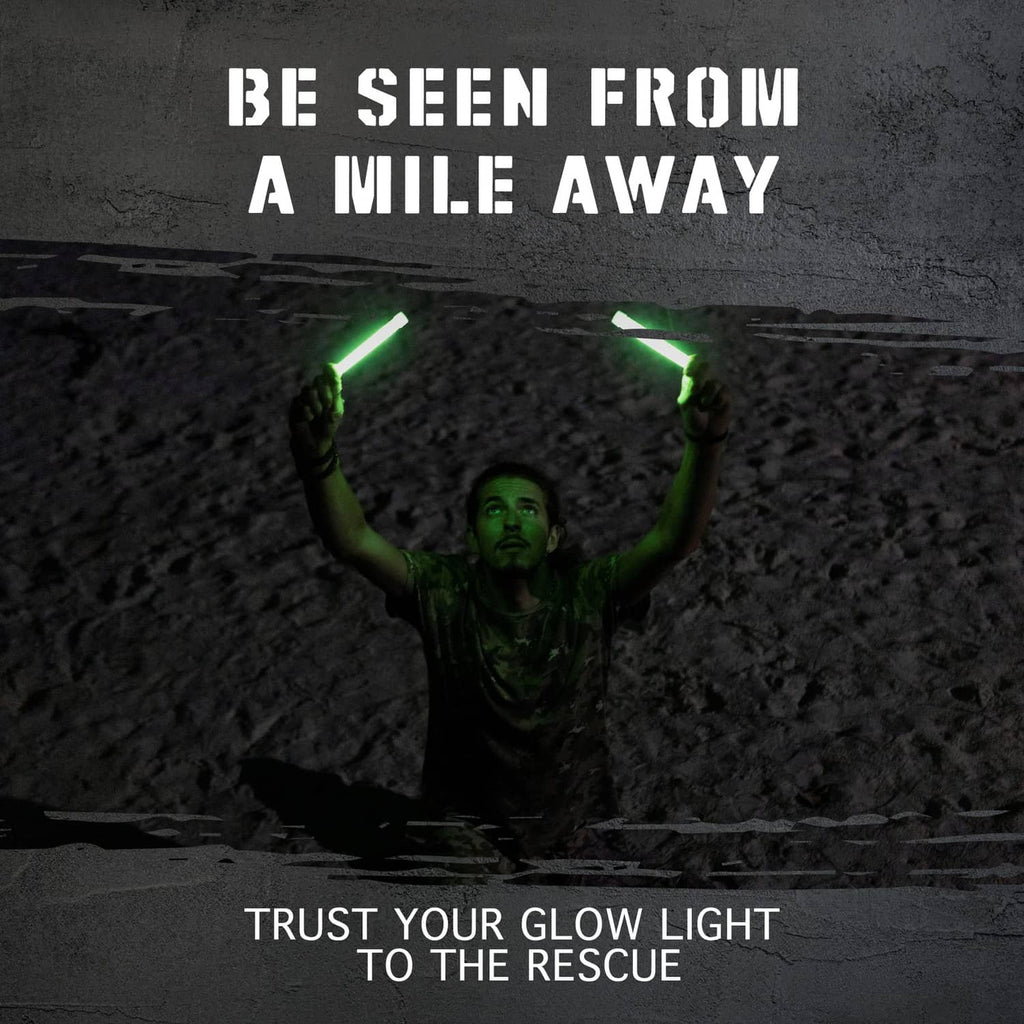 Two green glow sticks raised overhead
