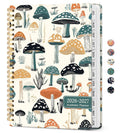 6.3"x8.5" academic planner with mushroom pattern cover and spiral binding