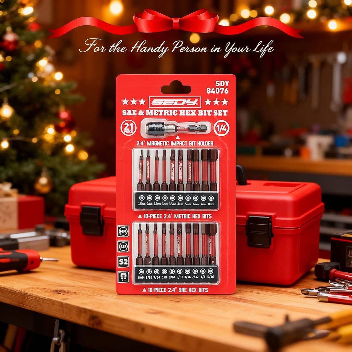 21-piece hex bit set retail package with magnetic impact bit holder