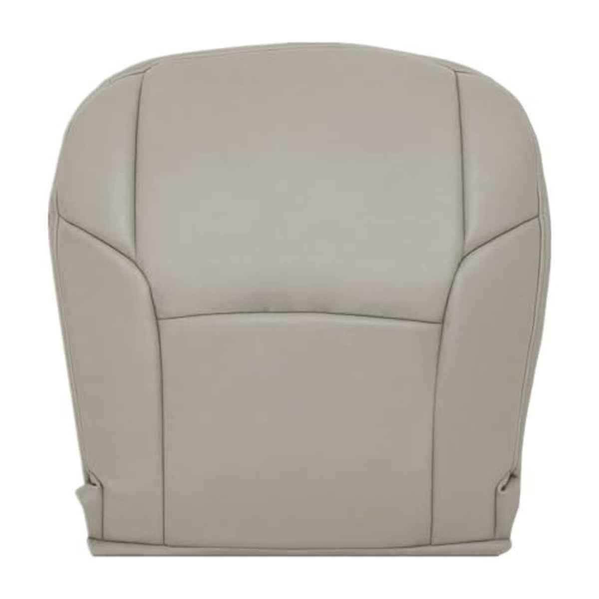 Taupe front driver-side bottom seat cover, microfiber leather, front and side seams