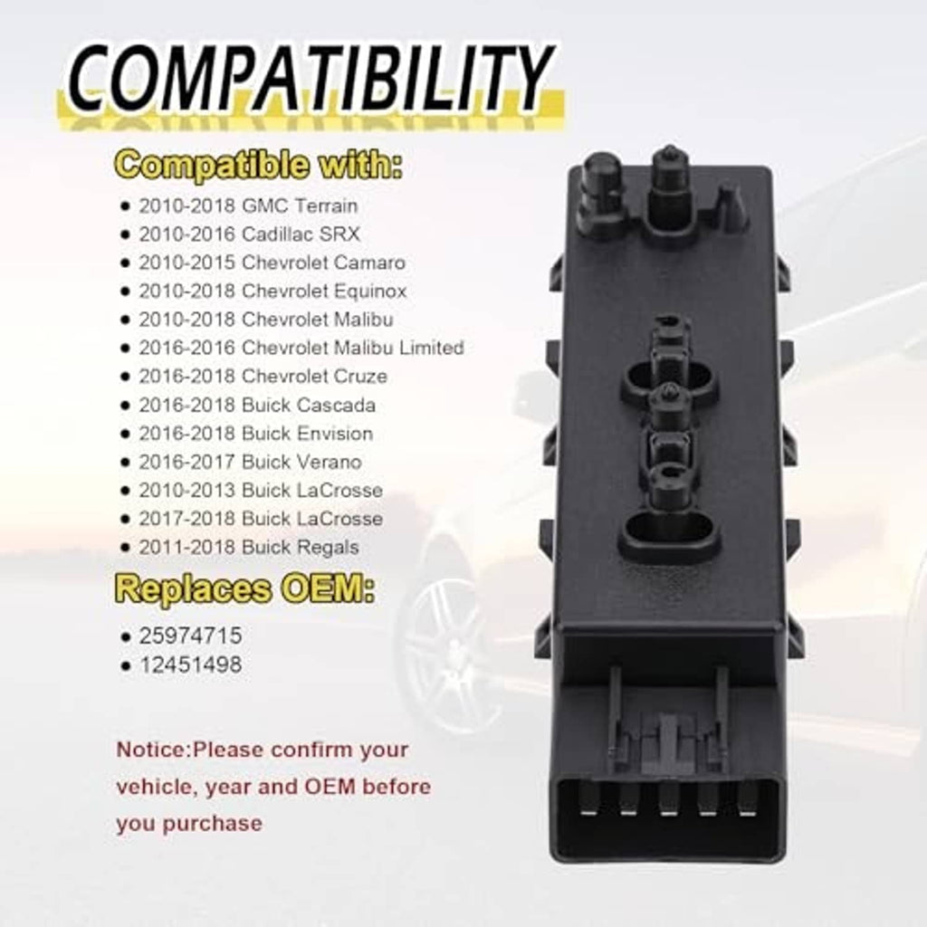 Power seat switch module showing front knobs and side multi-pin plug connector