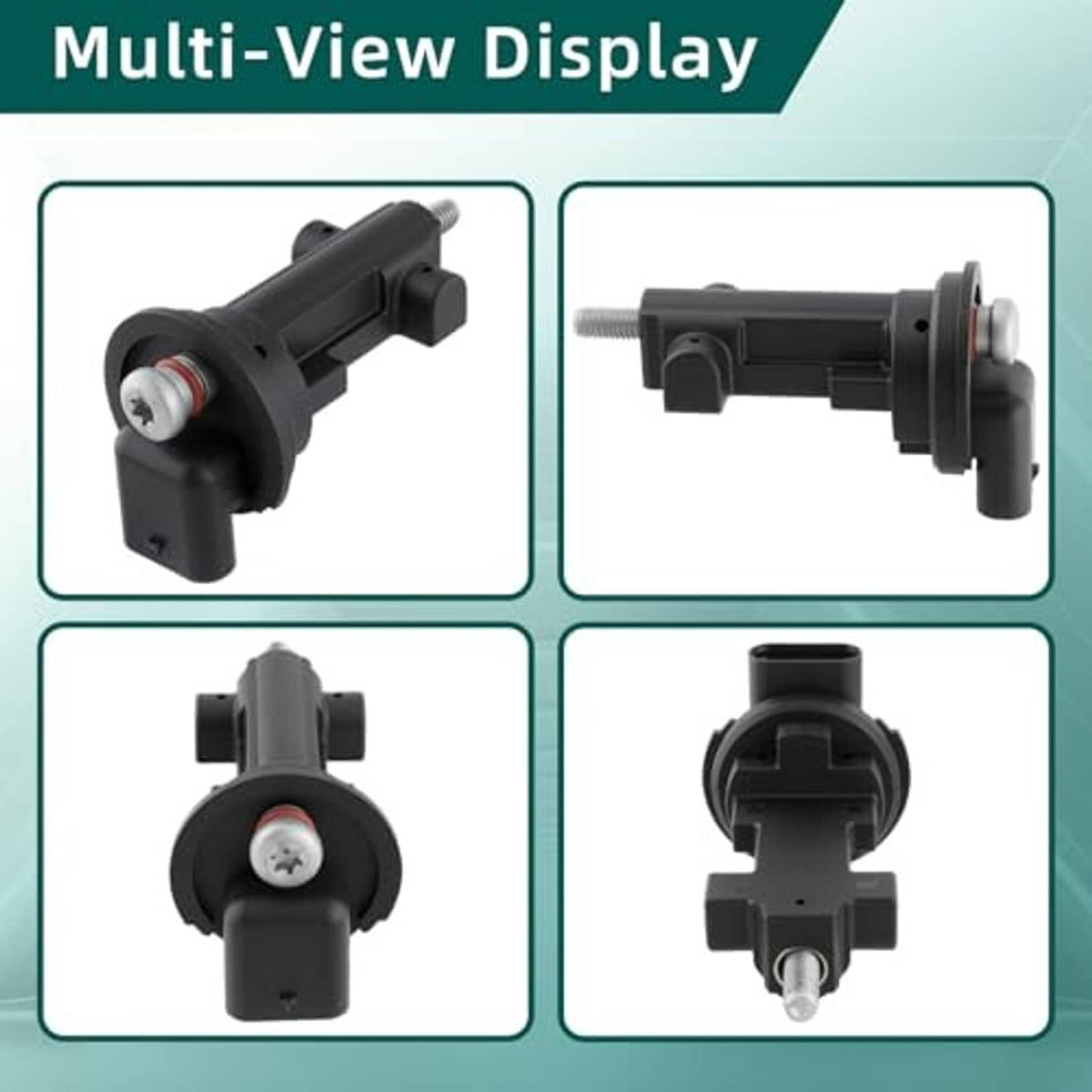 Black camshaft position sensor set shown from angled and side views