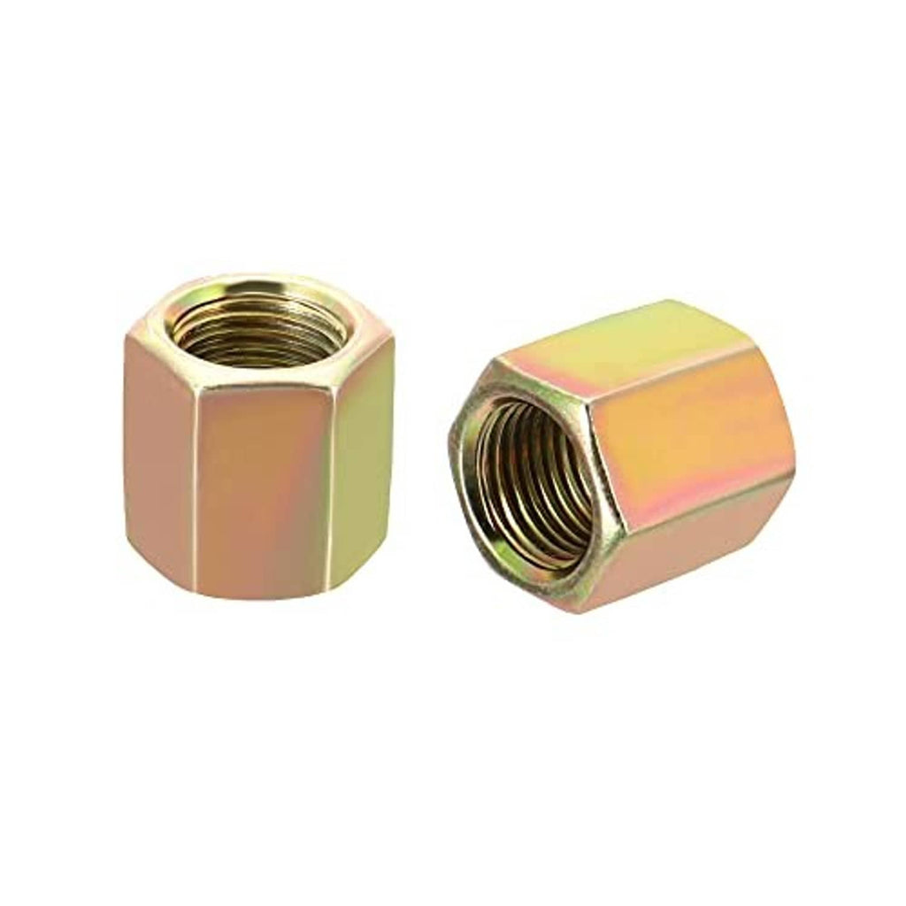 Zinc-plated hex coupling nuts, M10x1 fine internal threads, compact hex sleeve design