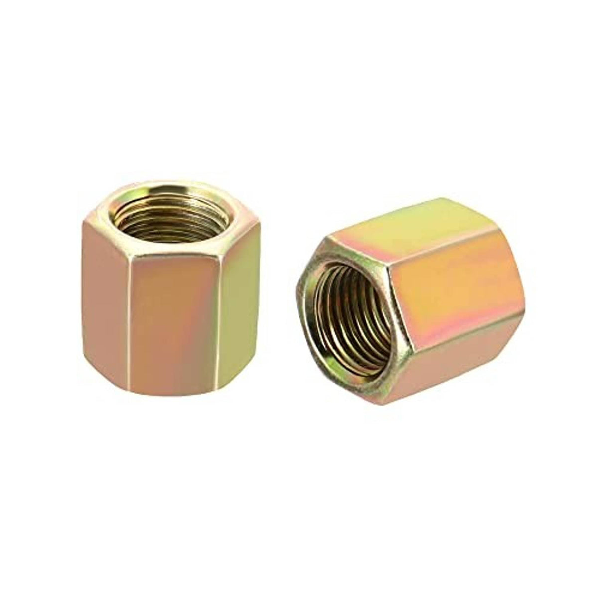 Zinc-plated hex coupling nuts, M10x1 fine internal threads, compact hex sleeve design
