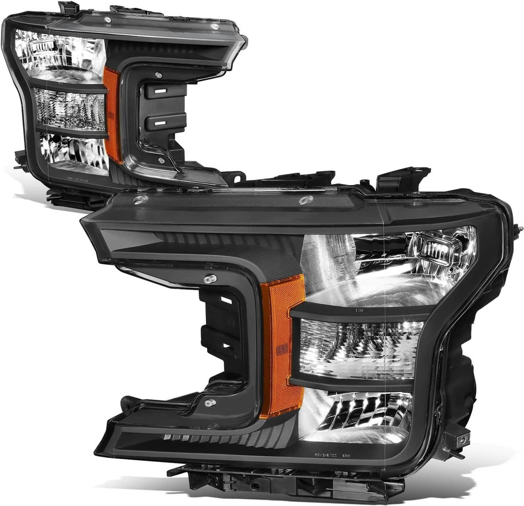 Black and clear headlight assembly with amber reflector and chrome internal lens