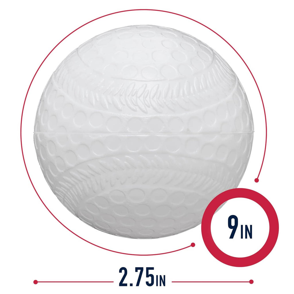 White plastic baseball with embossed dimple texture, 2.75 in size