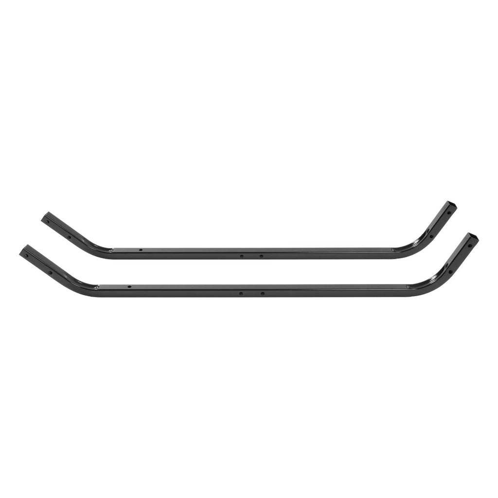 Black steel roof support struts, long front bars with drilled mounting holes
