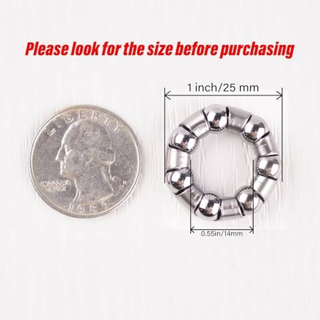 Bike hub ball bearing ring with size guide in inches and millimeters