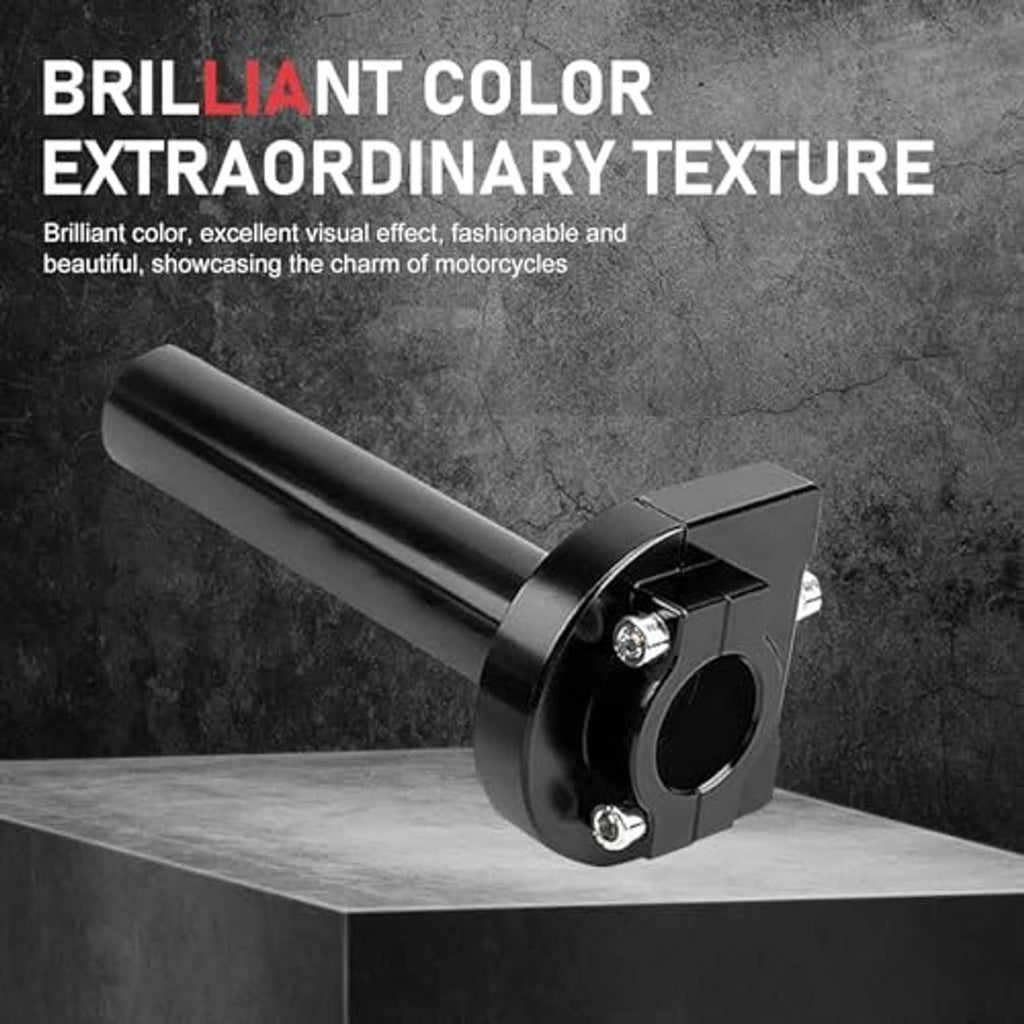 Black CNC quick-twist throttle grip with bolted square mount, end-cap view