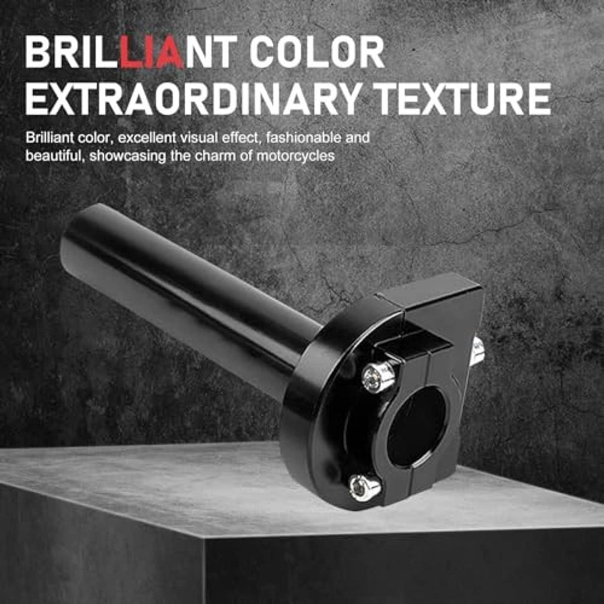 Black CNC quick-twist throttle grip with bolted square mount, end-cap view