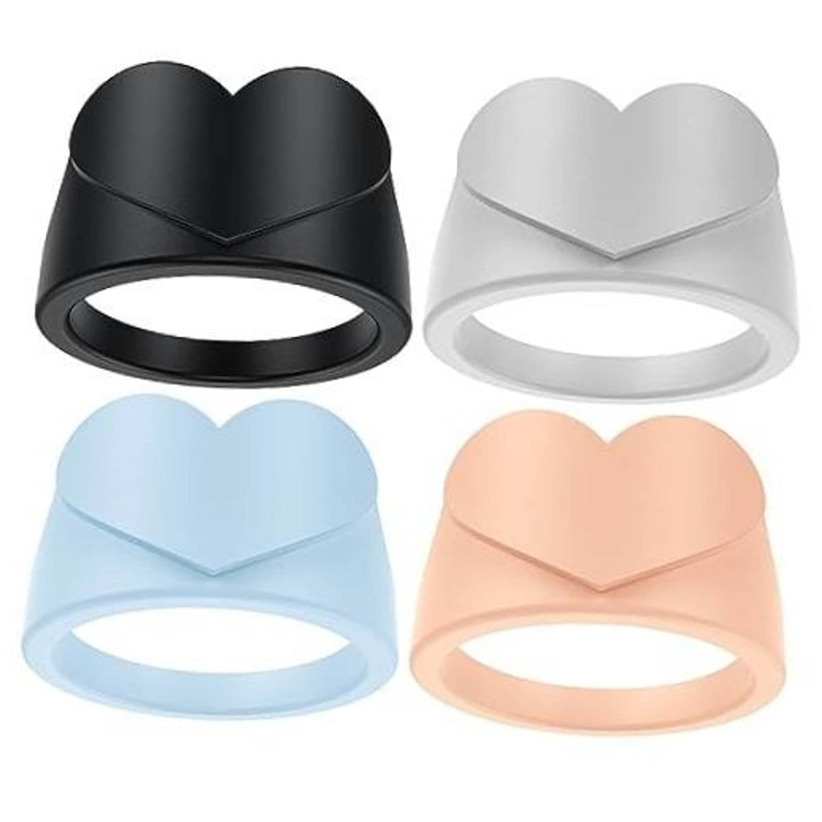 Black heart-shaped silicone ring cover for fitness ring protection
