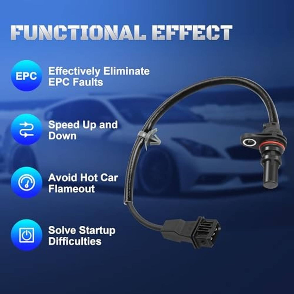 Crankshaft position sensor with wiring leads and electrical connector plug