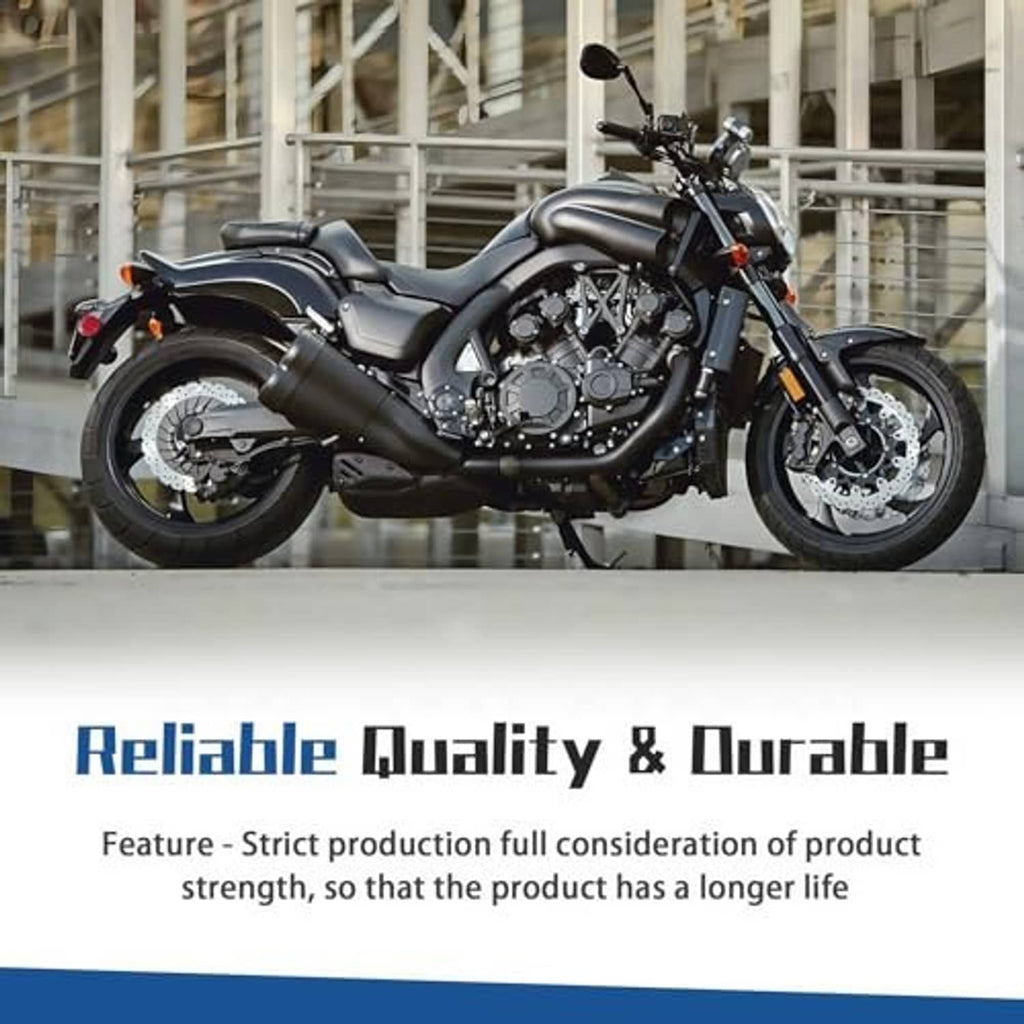 Motorcycle promotional image with durable quality banner