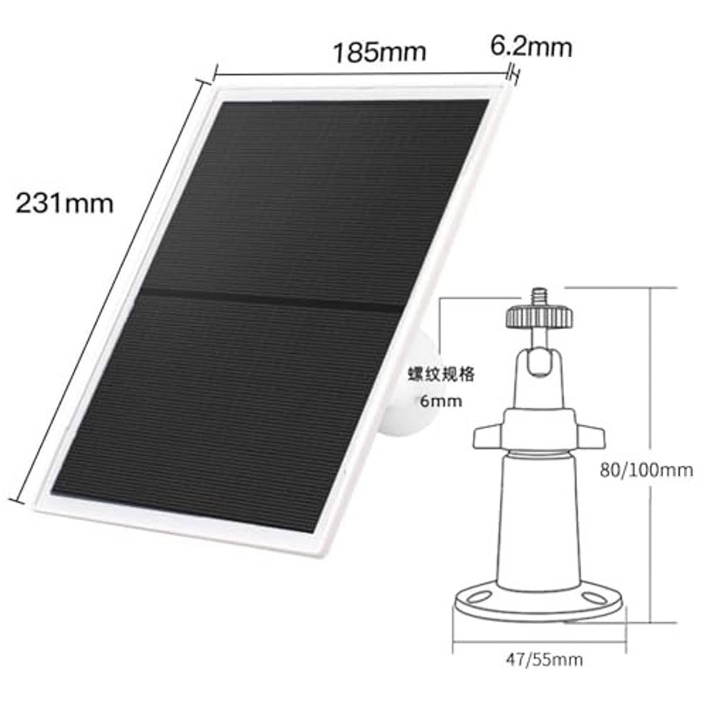10W solar panel charger size diagram showing panel dimensions and mounting base
