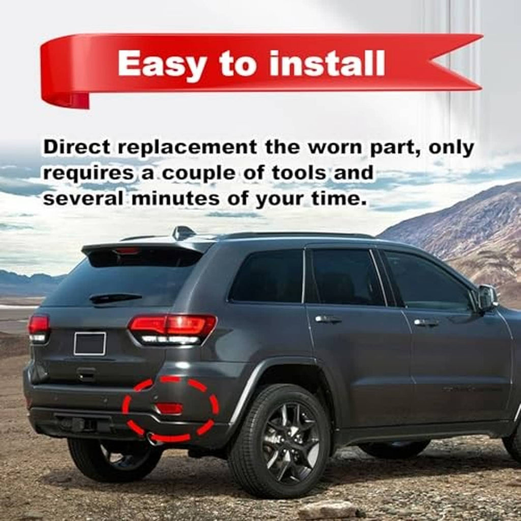 Rear bumper reflector light, red honeycomb lens, mounted on vehicle bumper