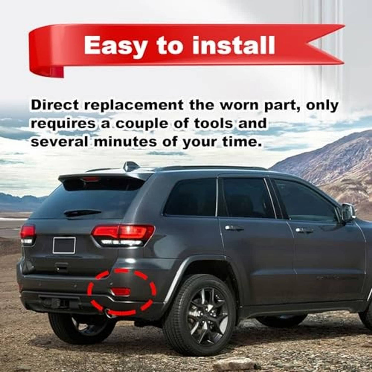 Rear bumper reflector light, red honeycomb lens, mounted on vehicle bumper