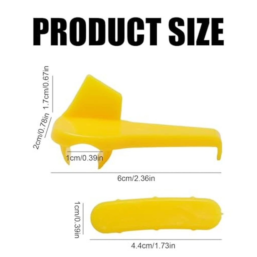 Yellow plastic tire changer insert with hook-like claw and long protective pad