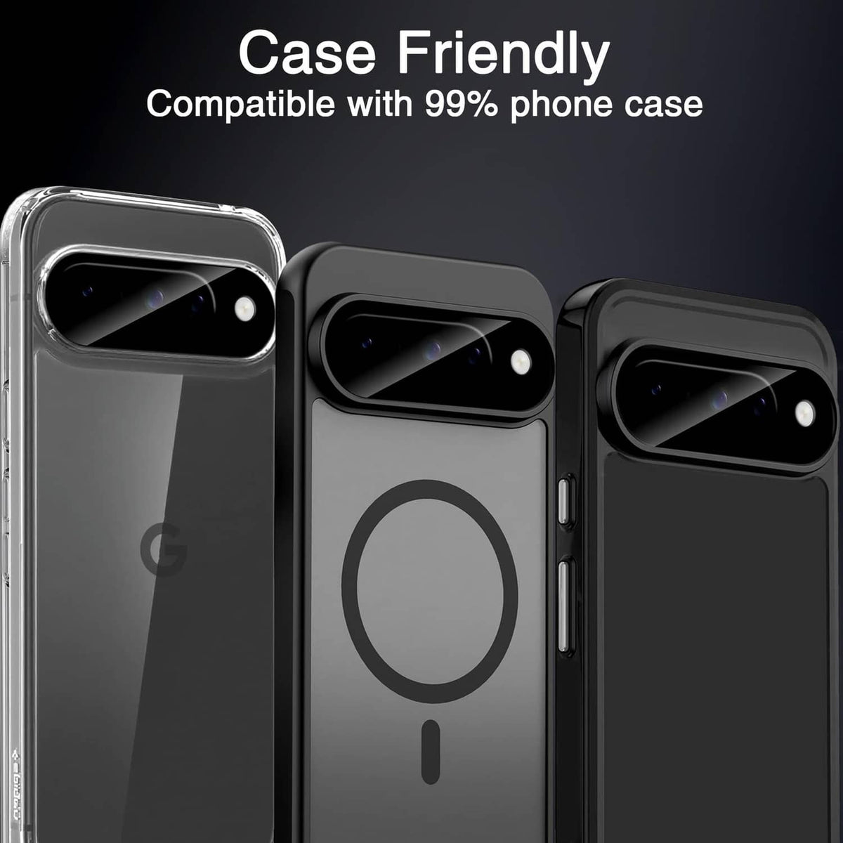 Black tempered glass camera lens protector film, works with most phone cases