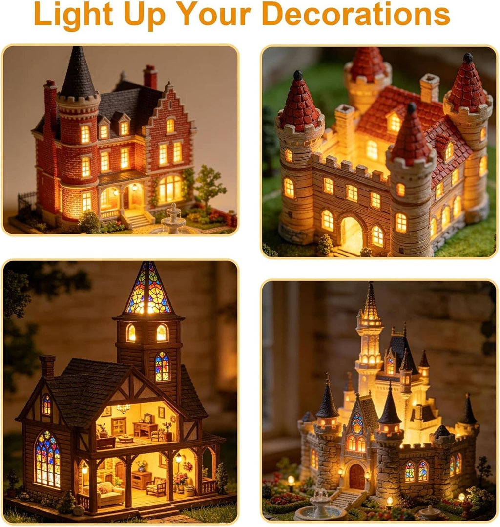 Mini LED spotlight lights lighting dollhouse-style building decorations with warm glow