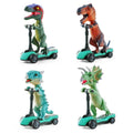 T-Rex dinosaur finger scooter with pull-back wheel base, teal body, bobble head
