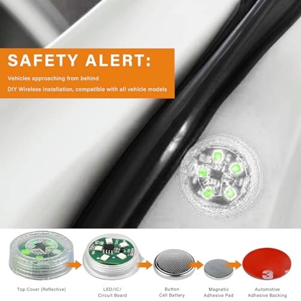 Green LED warning light dome with button battery and magnetic switch pads