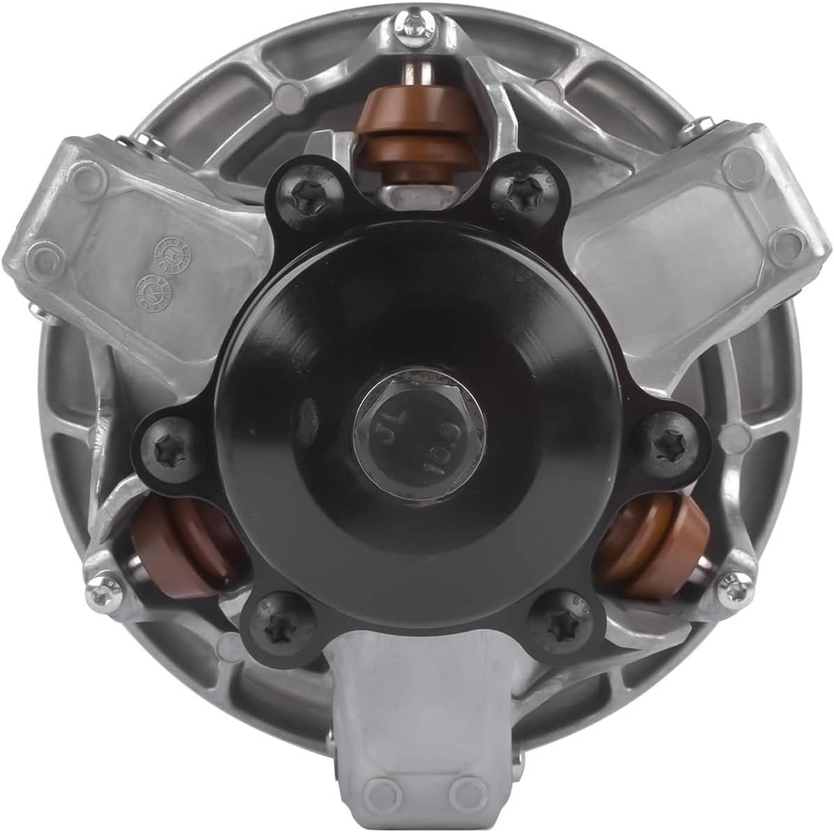 Drive pulley clutch primary assembly, black round cover with mounting screws and bronze springs