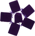 Purple velvet jewelry pouch set with drawstring cords, small gift bags
