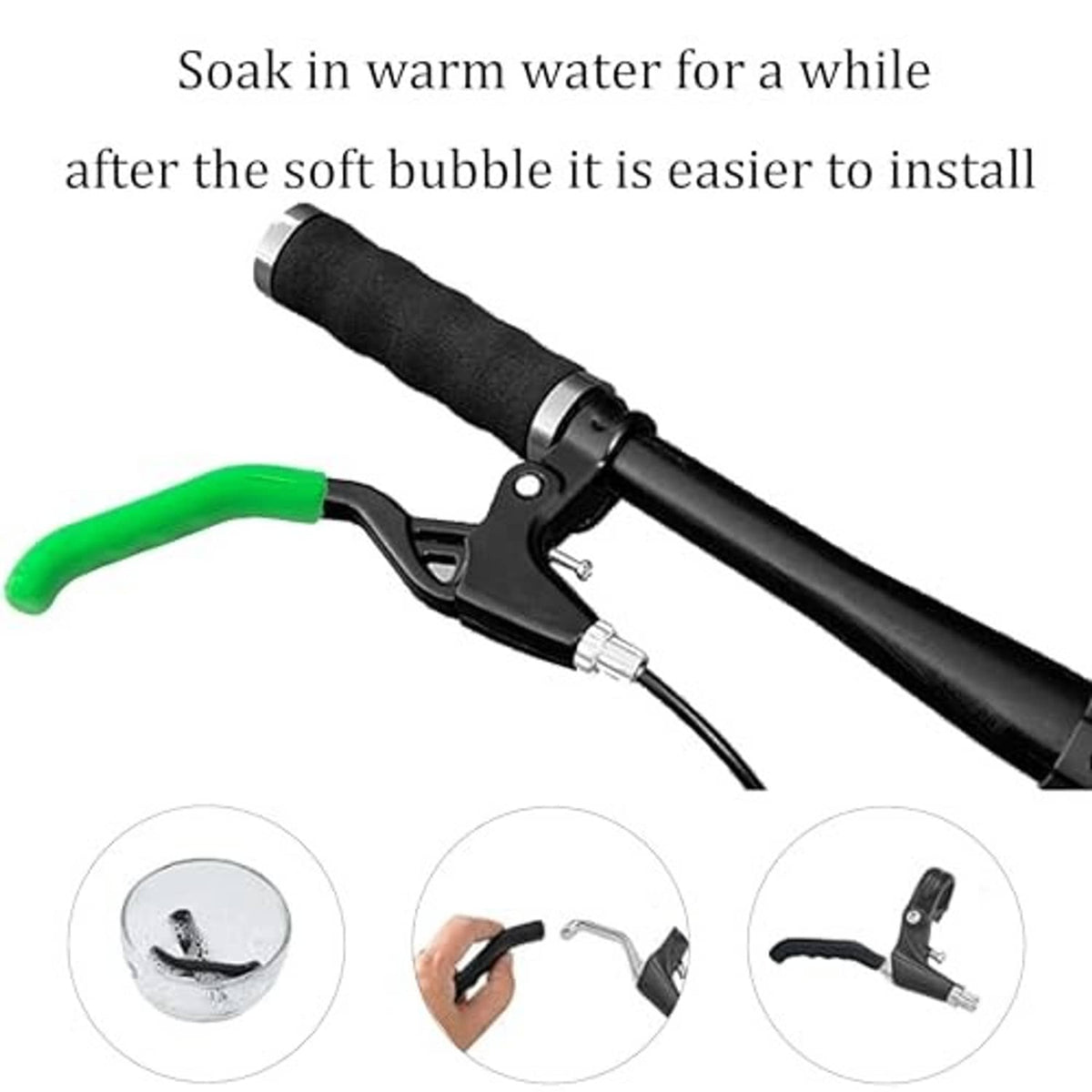 Green silicone brake lever grip cover pieces for bike brake levers