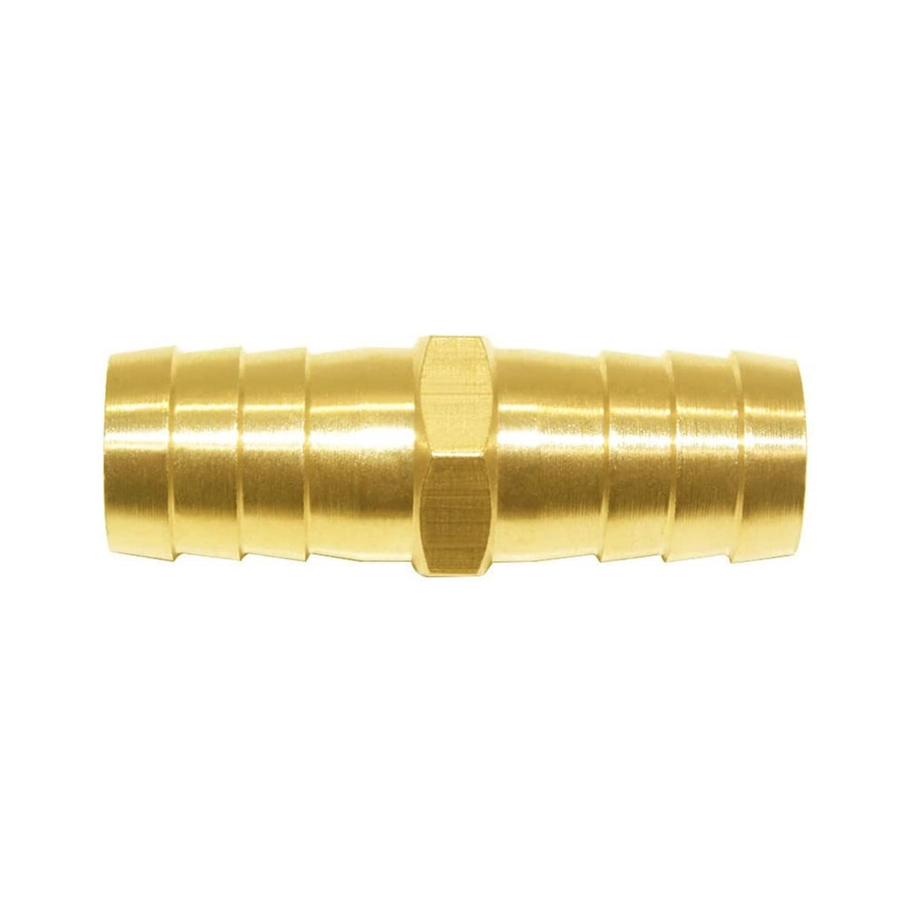 Brass 5/8 in hose repair connector with center ring and barbed ends