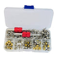 A/C valve core accessories kit in clear plastic case with assorted brass and metal parts