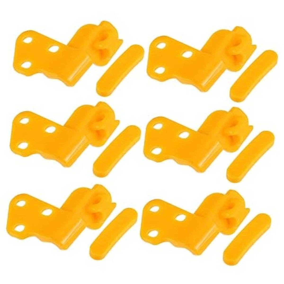 Orange plastic tire changer demount head insert clips set of 6, with mounting holes
