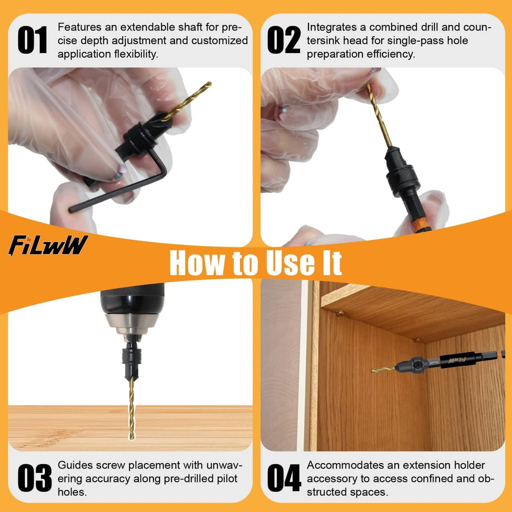 How-to use countersink drill bit with gold spiral flute and black holder (FiLwW)
