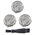 Replacement electric shaver head set with 3 cutter heads and cleaning brush