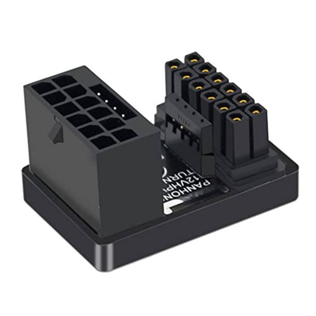 Black 12VHPWR 16+4 pin male-to-female power adapter with modular connector block
