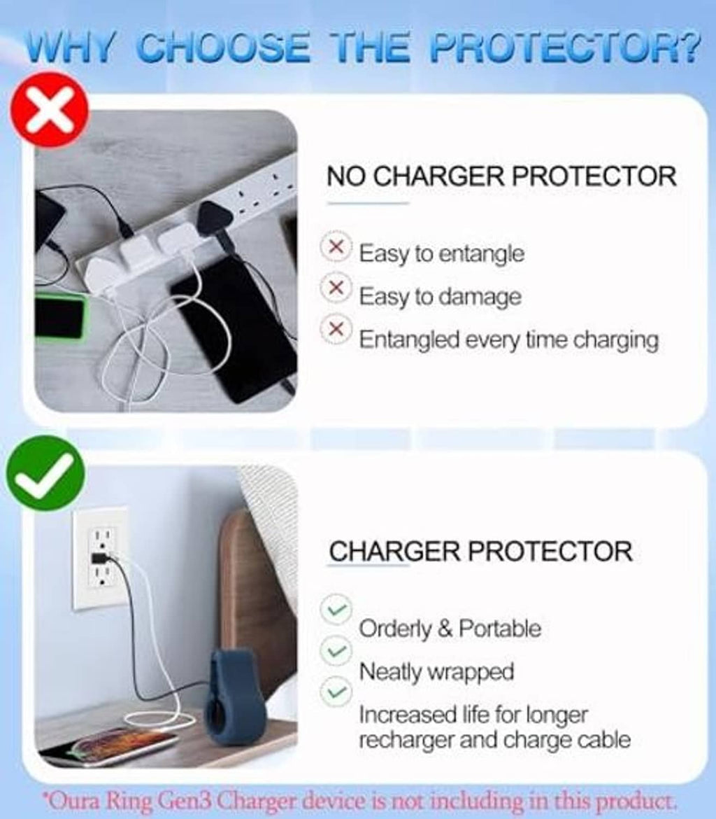 Blue silicone charger protector cover for orderly, tangle-free cable charging