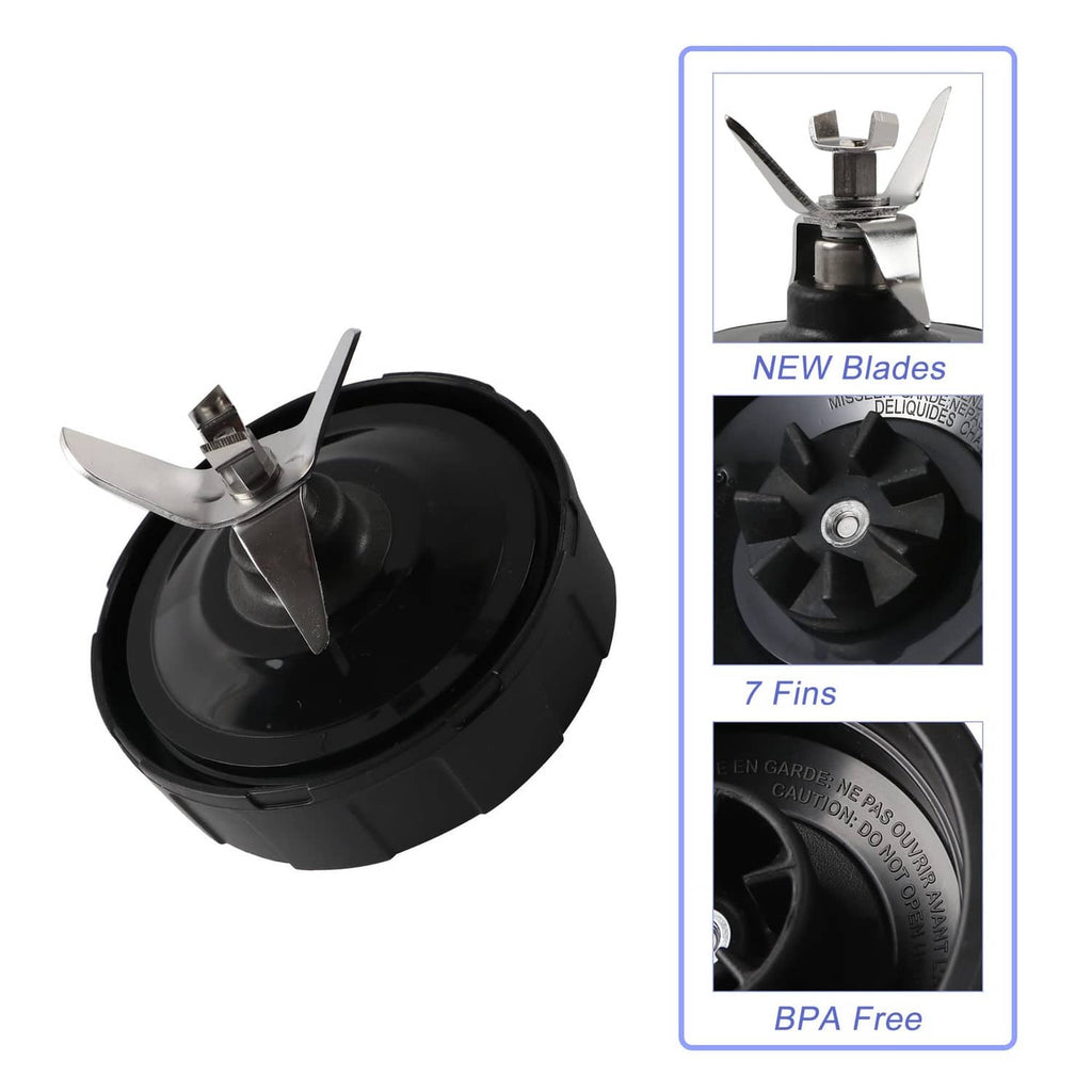 Black 7-fin extractor blade assembly with central shaft and metal fin blades