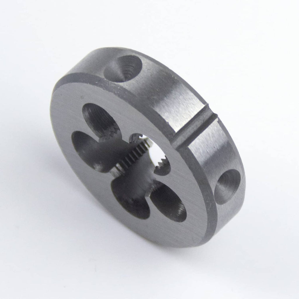 Round right-hand thread die with central bore and four outer mounting holes