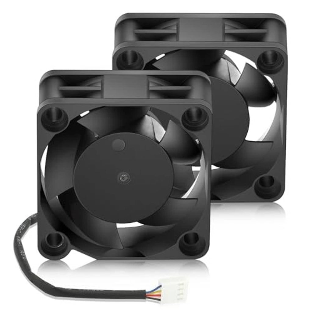Black 40mm square PWM PC cooling fan with dual blades and 4-pin connector cable