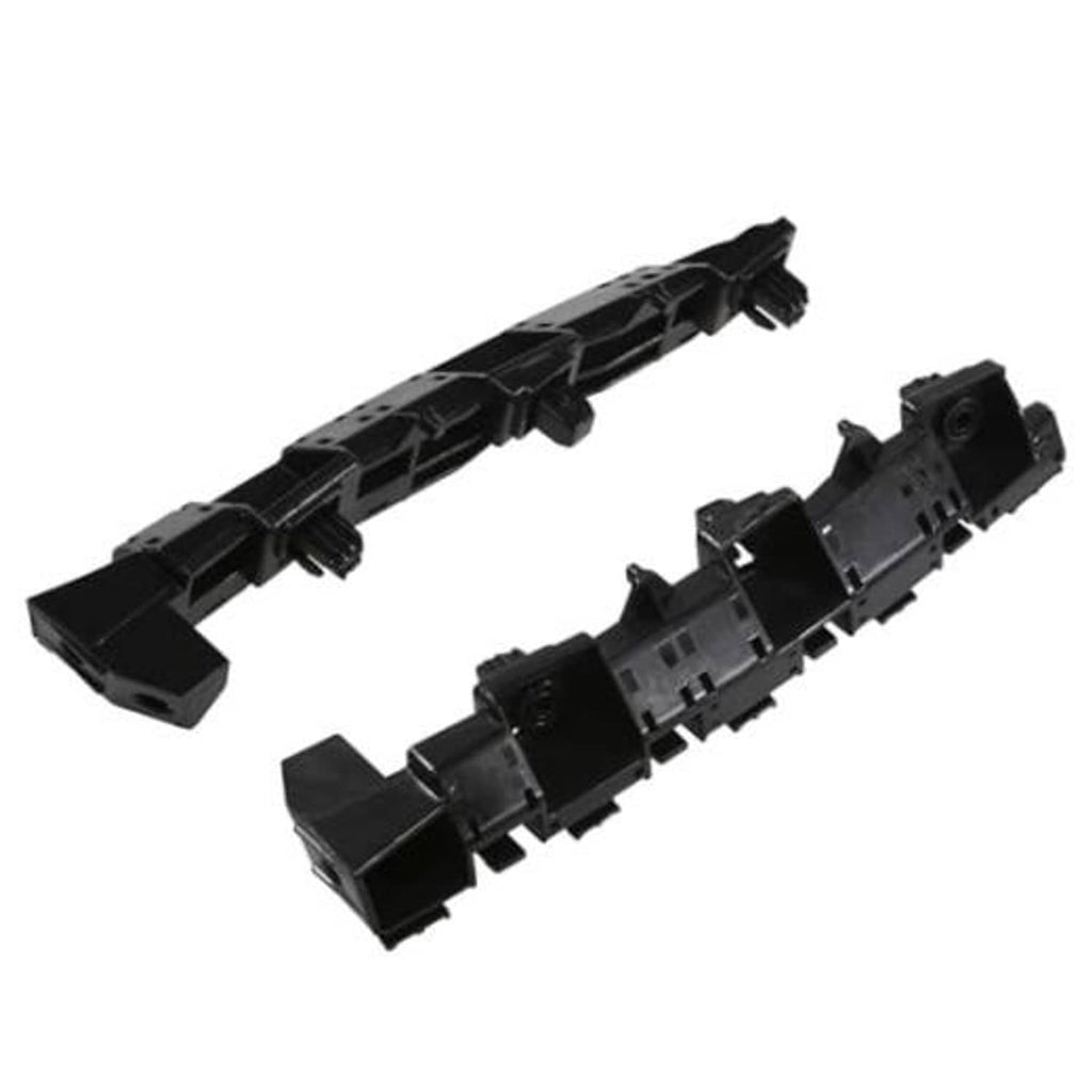 Black front bumper bracket pair, molded mounting points and clips