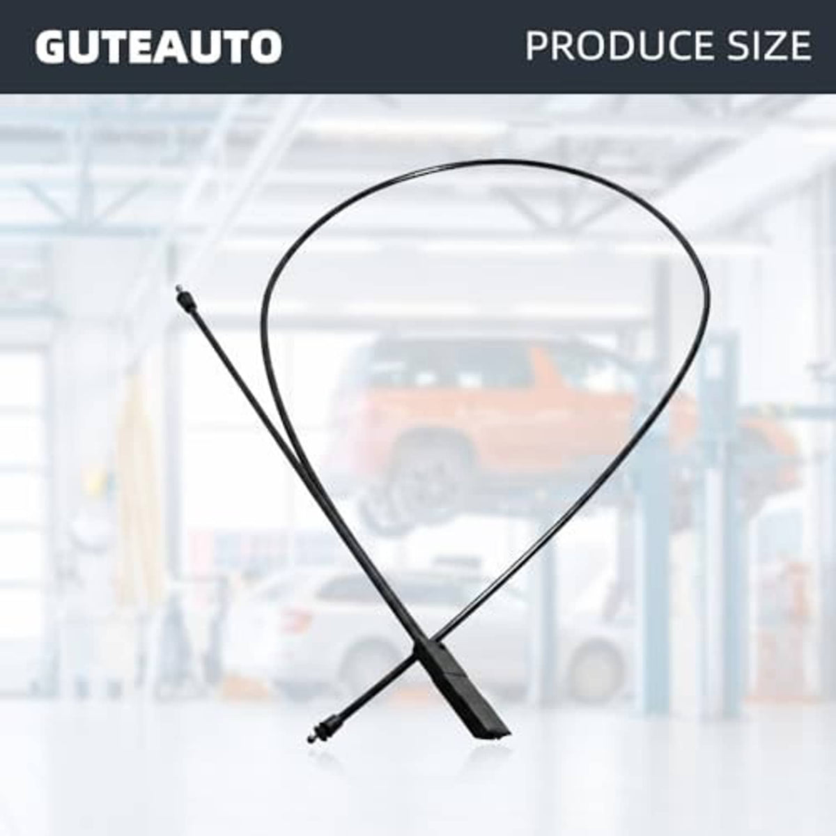 Black hood release cable with gray sleeve and two connector tips
