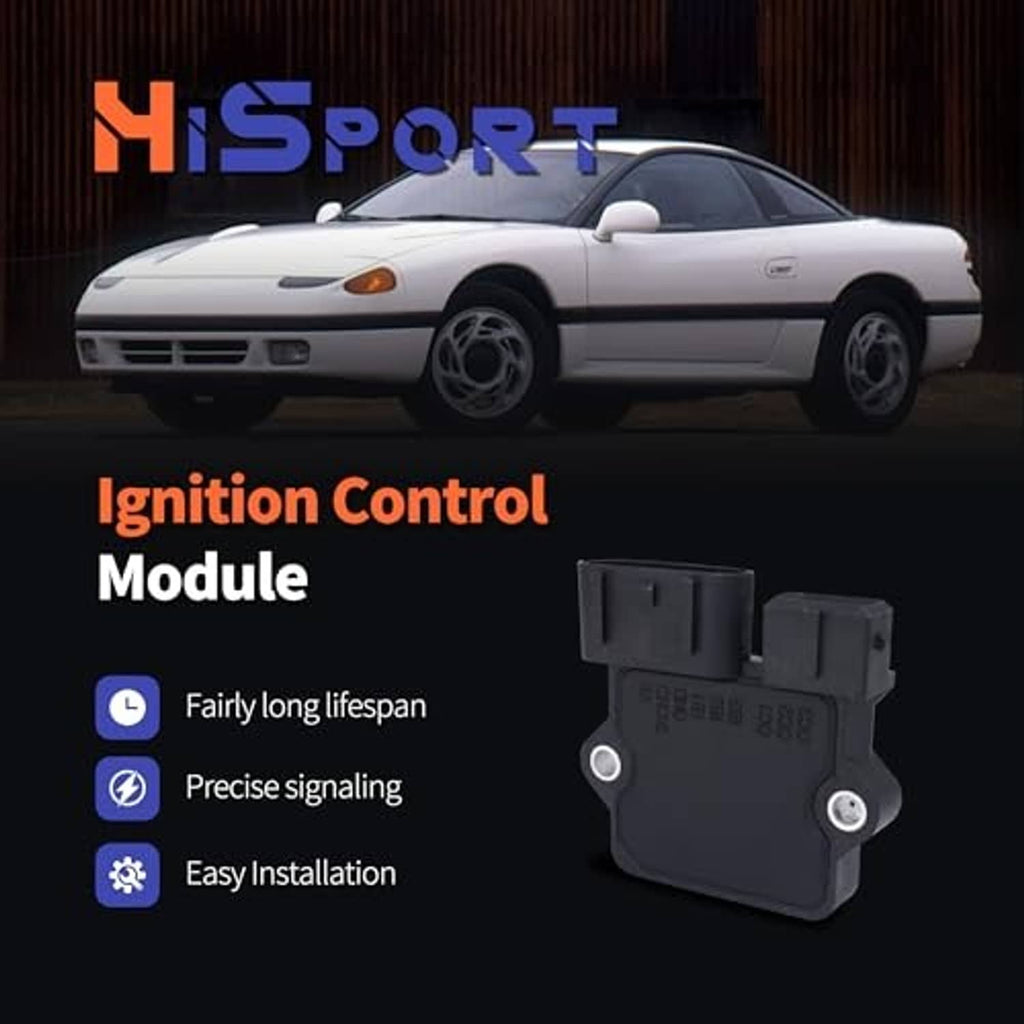 Ignition control module illustration next to white sports car