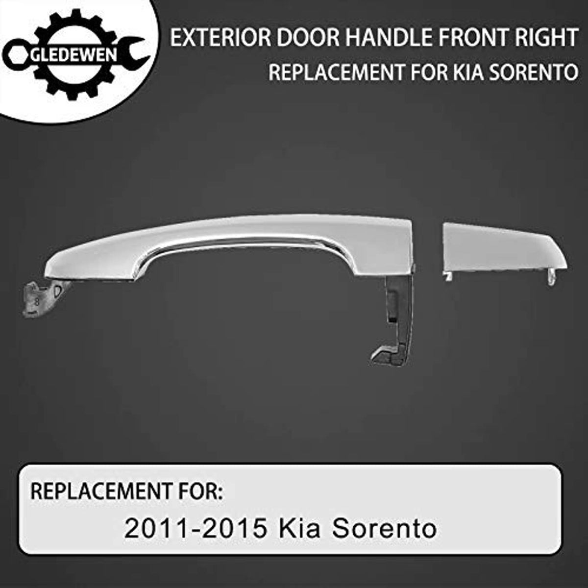 Exterior front right door handle with chrome cover and exposed mounting bracket parts