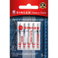 Singer universal heavy duty sewing machine needles, 5-count blister pack with size labels